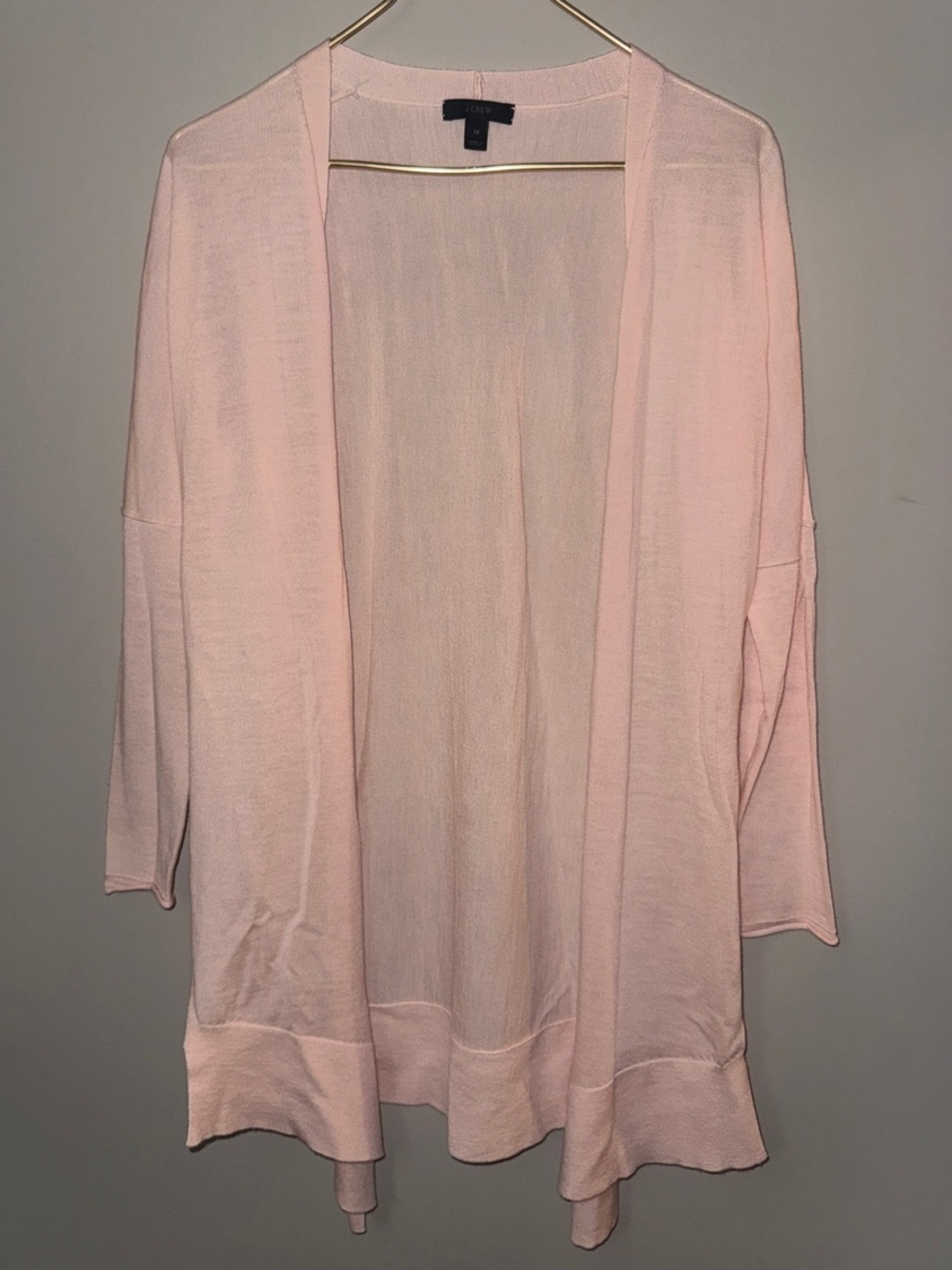 J. Crew Pale Pink Open-Front Draped Cardigan